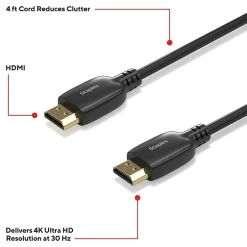 Hdmi Cables<Staples TECH 4 ft. HDMI to HDMI Audio/Video Cable, Male to Male, Black (ST62468)