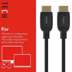 Hdmi Cables<Staples TECH 4 ft. HDMI to HDMI Audio/Video Cable, Male to Male, Black (ST62468)