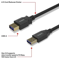 Usb Cables<Staples TECH 6 ft. USB-A to USB-A Cable, Male to Male, Black (ST62442)