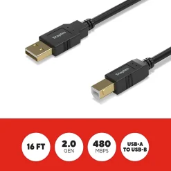 Ethernet Cables<Staples TECH 16 ft. USB-A to USB-B Cable, Male to Male, Black (ST62440)