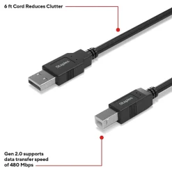 Usb Cables<Staples TECH 6 ft. USB-A to USB-B 2.0 Cable, Male to Male, Black (ST62438)