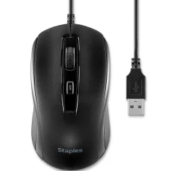 Staples TECH Ambidextrous Optical USB Mouse, Black (ST62598)* Ergonomic Mice