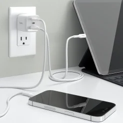 Staples TECH GaN USB-A/USB-C Wall Charger with Cable, 65W, White (ST62326)