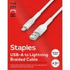 Staples TECH Lightning to USB-A Charging Cable, 6.6 ft., White (ST62331)