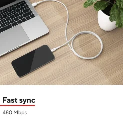 Staples TECH Lightning to USB-C Charging Cable, 6.5 ft., White (ST62333)