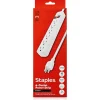 Surge Protectors & Power Strips<Staples TECH 6-Outlet Power Strip, 3' Cord, White, 3/Pack (42319)