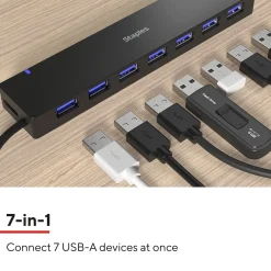 Usb Hubs<Staples TECH 7-Port USB 3.0 Hub, Black (ST62371)