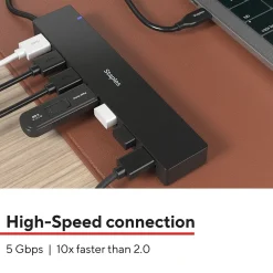 Usb Hubs<Staples TECH 7-Port USB 3.0 Hub, Black (ST62371)