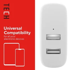 Staples TECH USB-A Wall Charger, 24W, White (ST62318)