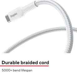 Staples TECH USB-C to USB-A Charging Cable, 9.8 ft., White (ST62339)