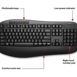 Staples TECH Wireless Comfort Keyboard, Black (ST62602)* Keyboards