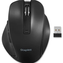 Staples TECH Wireless Ergonomic Curved Optical USB Mouse, Black (ST62599)* Mice