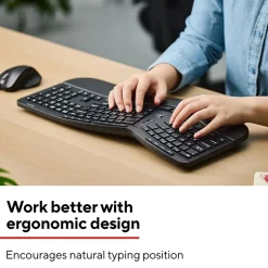 Staples TECH Wireless Ergonomic Keyboard, Black (ST62603)* Ergonomic Keyboards