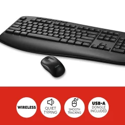 Staples TECH Wireless Keyboard and Optical Mouse Combo, Black (ST62637)* Ergonomic Keyboard & Mouse Sets