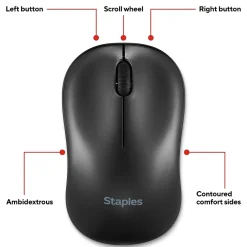 Staples TECH Wireless Keyboard and Optical Mouse Combo, Black (ST62637)* Ergonomic Keyboard & Mouse Sets