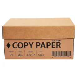 8.5" x 11", Copy Paper 20 lbs., 92 Brightness, White, 5000 Sheets/Carton (324791/200230) Copy Paper