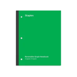 Staples Wireless 1-Subject Notebook, 8.5" x 11", Graph Ruled, 80 Sheets, (ST58384C) Green