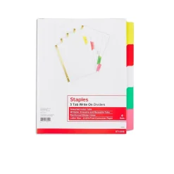 Staples Write-On Dividers, 5-Tab, Assorted Colors, 4/Pack (13509/23176) Hot