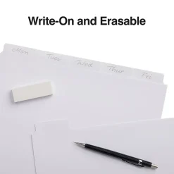 Staples Write-On Write & Erase Paper Divider, 5 Tabs, White/White Tabs, 4 Sets (13508/23175) Clearance