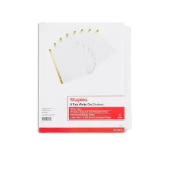 Staples Write-On Write & Erase Paper Divider, 8 Tabs, White/White Tabs, 4 Sets (13510/23178)