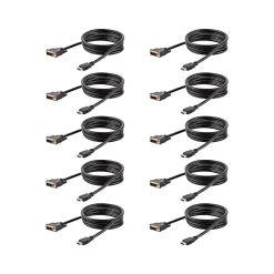 Hdmi Cables<StarTech 6' DVI-D to HDMI Display Cable, Male to Male, Black, 10/Pack (HDMIDVIMM610PK)