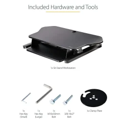 Discount Adjustable Large Surface Corner Sit Stand Desk Converter for Dual Monitors, Keyboard Tray, 35