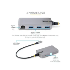 Usb Hubs<StarTech 4-Port USB-C Hub, Space Gray (5G3AGBB-USB-C-HUB)