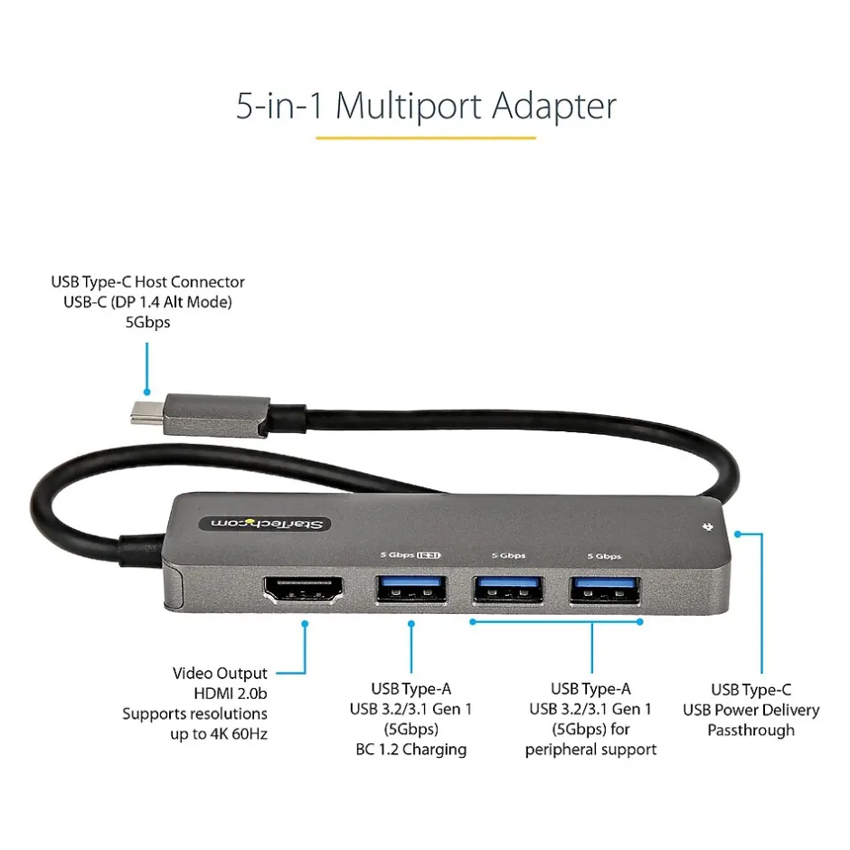 Usb Hubs<StarTech USB-C Multiport Adapter, Black/Gray (DKT30CHPD3)