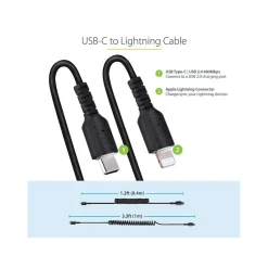 StarTech USB-C to Lightning MFi Certified Coiled iPhone Charger Cable, 3 ft., Black (RUSB2CLT1MBC)