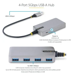 Usb Hubs<StarTech .com 4-Port USB 3.0 5Gbps Hub, Space Gray (5G4AB-USB-A-HUB)