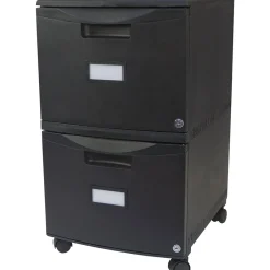 Sale 2-Drawer Mobile Vertical File Cabinet, Letter Size, Lockable, 18.25"H x 14.75"W x 26"D, Black (STX61312U01C) File Cabinets