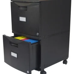 Sale 2-Drawer Mobile Vertical File Cabinet, Letter Size, Lockable, 18.25"H x 14.75"W x 26"D, Black (STX61312U01C) File Cabinets