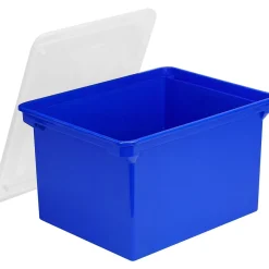 Storex Plastic Locking File Tote, Letter/Legal, Blue (STX61554U01C) Clearance
