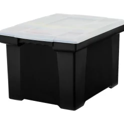 Storex Storage Plastic File Tote with Comfort Grips, Letter/Legal Size, Black/Clear (61528U01C) Best