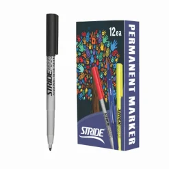Stride Mark Permanent Marker, Fine Tip, Ink, 12/Box (27001) Black Hot