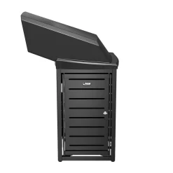 Suncast Commercial Metal Outdoor Trash Can with Resin Chute Lid, 30 Gallon, Black (MTCSQ305)