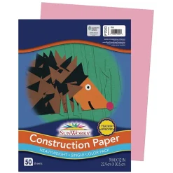 Sale 9" x 12" Construction Paper, Pink, 50 Sheets (P7003) Construction Paper