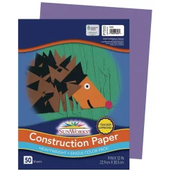 Hot 9" x 12" Construction Paper, Violet, 50 Sheets (P7203) Construction Paper