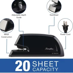 Swingline Commercial Reduced-Effort Electric Desktop Stapler, 20-Sheet Capacity, Black/Silver (6701) Hot