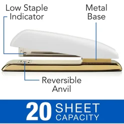 Swingline Durable Desktop Stapler, 20-Sheet Capacity, White/Gold (64701) Sale
