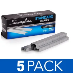 Swingline Standard Staples, 0.25 Leg Length, 5000 Staples/Box, 5 Box/Pack (S7035101S) Clearance