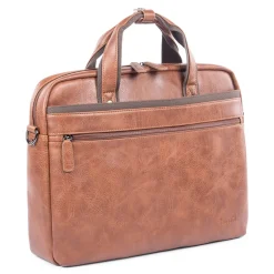 Swiss Mobility Vegan Leather Valentino Executive Briefcase, Cognac (EXB532-COGNAC)