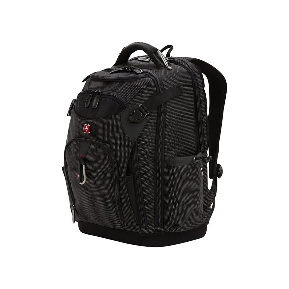 Backpacks<SWISSGEAR USB Work Pack Pro Tool Laptop Backpack, Black with White Dots Plastic (3636200472)