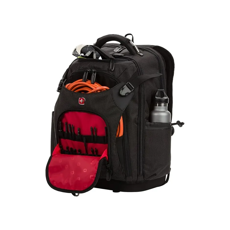 Backpacks<SWISSGEAR USB Work Pack Pro Tool Laptop Backpack, Black with White Dots Plastic (3636200472)