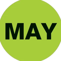 Tape Logic 1" Circle "MAY" Month of the Year Labels, Fluorescent Green, 500/Roll Best