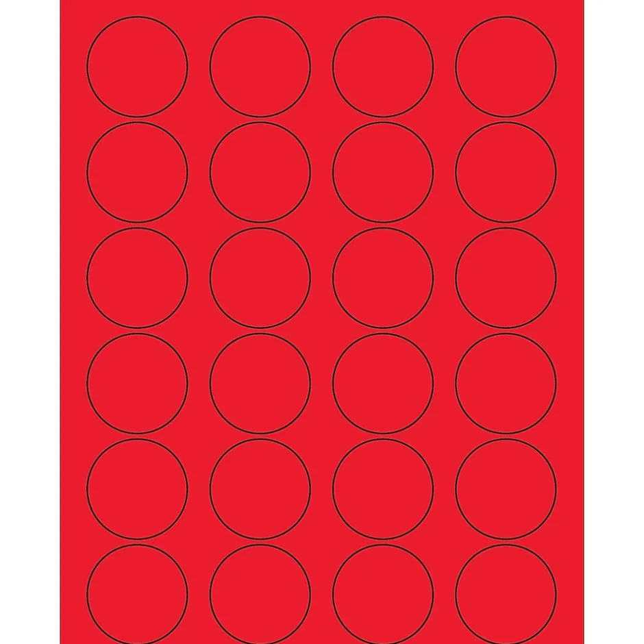 Tape Logic ® Circle Laser Labels, 1 5/8", Fluorescent Red, 2400/Case (LL193RD)* Address Labels