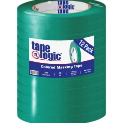 Tape Logic ® Colored Masking Tape, 4.9 Mil, 1/2" x 60 yds., Dark Green, 12/Case (T93300312PKE)* Masking Tape