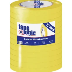 Tape Logic ® Colored Masking Tape, 4.9 Mil, 1/2" x 60 yds., Yellow, 12/Case (T93300312PKY)* Masking Tape