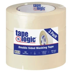 Tape Logic ® Double Sided Masking Tape, 7 Mil, 1 1/2" x 36 yds., Tan, 3/Case (T9561003PK)* Masking Tape