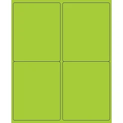 Tape Logic ® Rectangle Laser Labels, 4" x 5", Fluorescent Green, 400/Case (LL181GN)* Address Labels